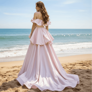 Hi-Lo Formal Dress Prom Party Gown with Spaghetti Straps - Rosymae