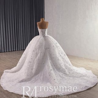 High-end Ball Gown Luxury Sparkly Wedding Dresses with Pearls - Rosymae
