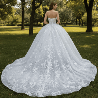 High-end Ball Gown Luxury Sparkly Wedding Dresses with Pearls - Rosymae
