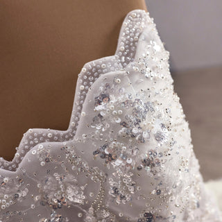 High-end Ball Gown Luxury Sparkly Wedding Dresses with Pearls - Rosymae