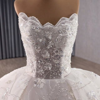 High-end Ball Gown Luxury Sparkly Wedding Dresses with Pearls - Rosymae