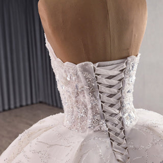 High-end Ball Gown Luxury Sparkly Wedding Dresses with Pearls - Rosymae