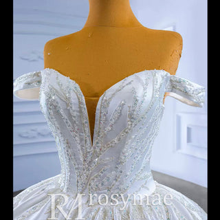 High-end Beading Sequins Puffy Wedding Dress Ball Gown Bridal Gown - Rosymae