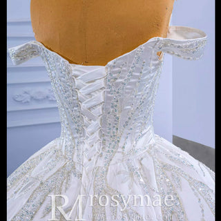 High-end Beading Sequins Puffy Wedding Dress Ball Gown Bridal Gown - Rosymae