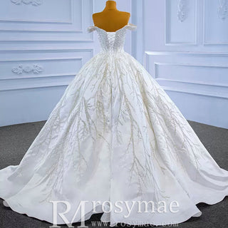 High-end Beading Sequins Puffy Wedding Dress Ball Gown Bridal Gown - Rosymae