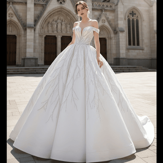 High-end Beading Sequins Puffy Wedding Dress Ball Gown Bridal Gown - Rosymae