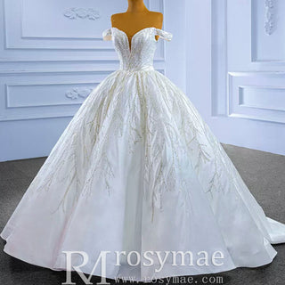 High-end Beading Sequins Puffy Wedding Dress Ball Gown Bridal Gown - Rosymae