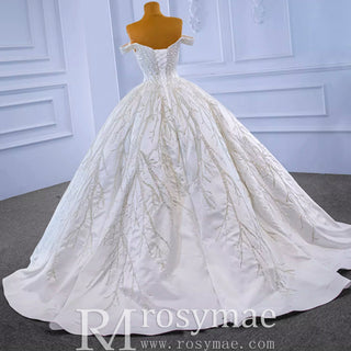 High-end Beading Sequins Puffy Wedding Dress Ball Gown Bridal Gown - Rosymae