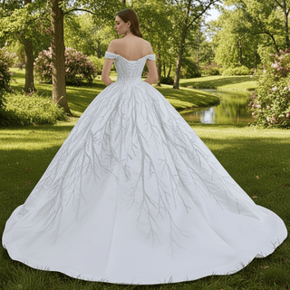 High-end Beading Sequins Puffy Wedding Dress Ball Gown Bridal Gown - Rosymae