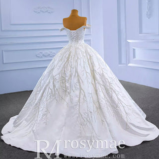 High-end Beading Sequins Puffy Wedding Dress Ball Gown Bridal Gown - Rosymae