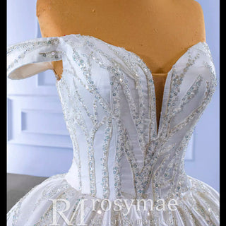 High-end Beading Sequins Puffy Wedding Dress Ball Gown Bridal Gown - Rosymae