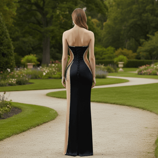 High-end Black Beading Sequins Evening Dress Formal Prom Gown - Rosymae