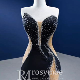 High-end Black Beading Sequins Evening Dress Formal Prom Gown - Rosymae