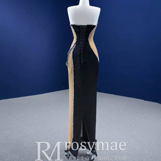 High-end Black Beading Sequins Evening Dress Formal Prom Gown - Rosymae