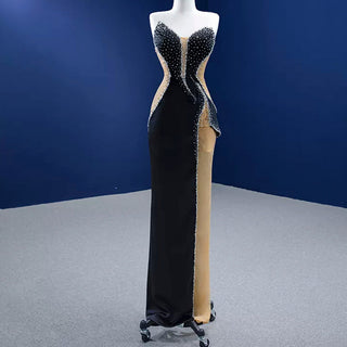 High-end Black Beading Sequins Evening Dress Formal Prom Gown - Rosymae