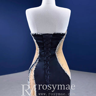 High-end Black Beading Sequins Evening Dress Formal Prom Gown - Rosymae