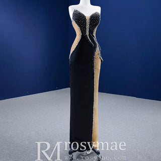 High-end Black Beading Sequins Evening Dress Formal Prom Gown - Rosymae