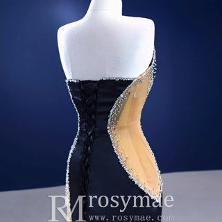 High-end Black Beading Sequins Evening Dress Formal Prom Gown - Rosymae