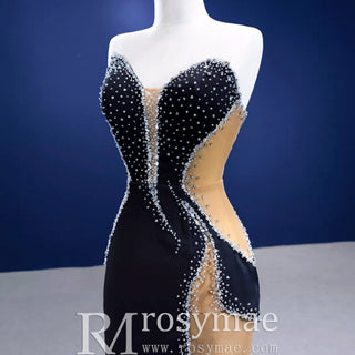High-end Black Beading Sequins Evening Dress Formal Prom Gown - Rosymae