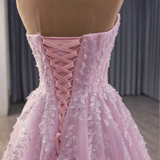 High-end Blushing Pink Beading Pearl Prom Formal Dress Party Gown - Rosymae