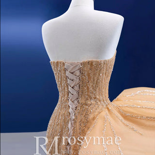 High-end Champagne Evening Dress Sequins Party Formal Gown - Rosymae