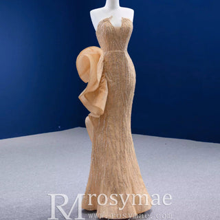 High-end Champagne Evening Dress Sequins Party Formal Gown - Rosymae