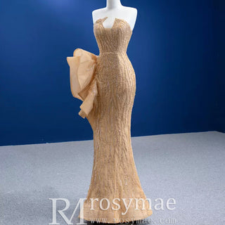 High-end Champagne Evening Dress Sequins Party Formal Gown - Rosymae