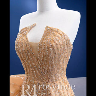 High-end Champagne Evening Dress Sequins Party Formal Gown - Rosymae