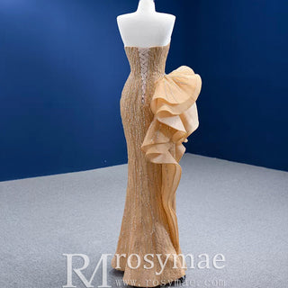 High-end Champagne Evening Dress Sequins Party Formal Gown - Rosymae