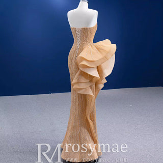 High-end Champagne Evening Dress Sequins Party Formal Gown - Rosymae