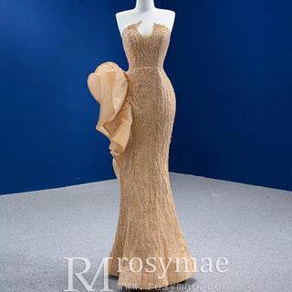 High-end Champagne Evening Dress Sequins Party Formal Gown - Rosymae