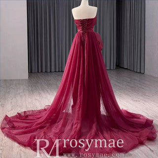 High-end Elegant Burgundy Handmade Beading Sequins Evening Prom Dresses - Rosymae