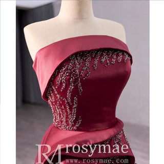 High-end Elegant Burgundy Handmade Beading Sequins Evening Prom Dresses - Rosymae