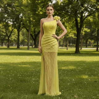 High-end Evening Dress Mermaid One-Shoulder Party Formal Prom Gown - Rosymae