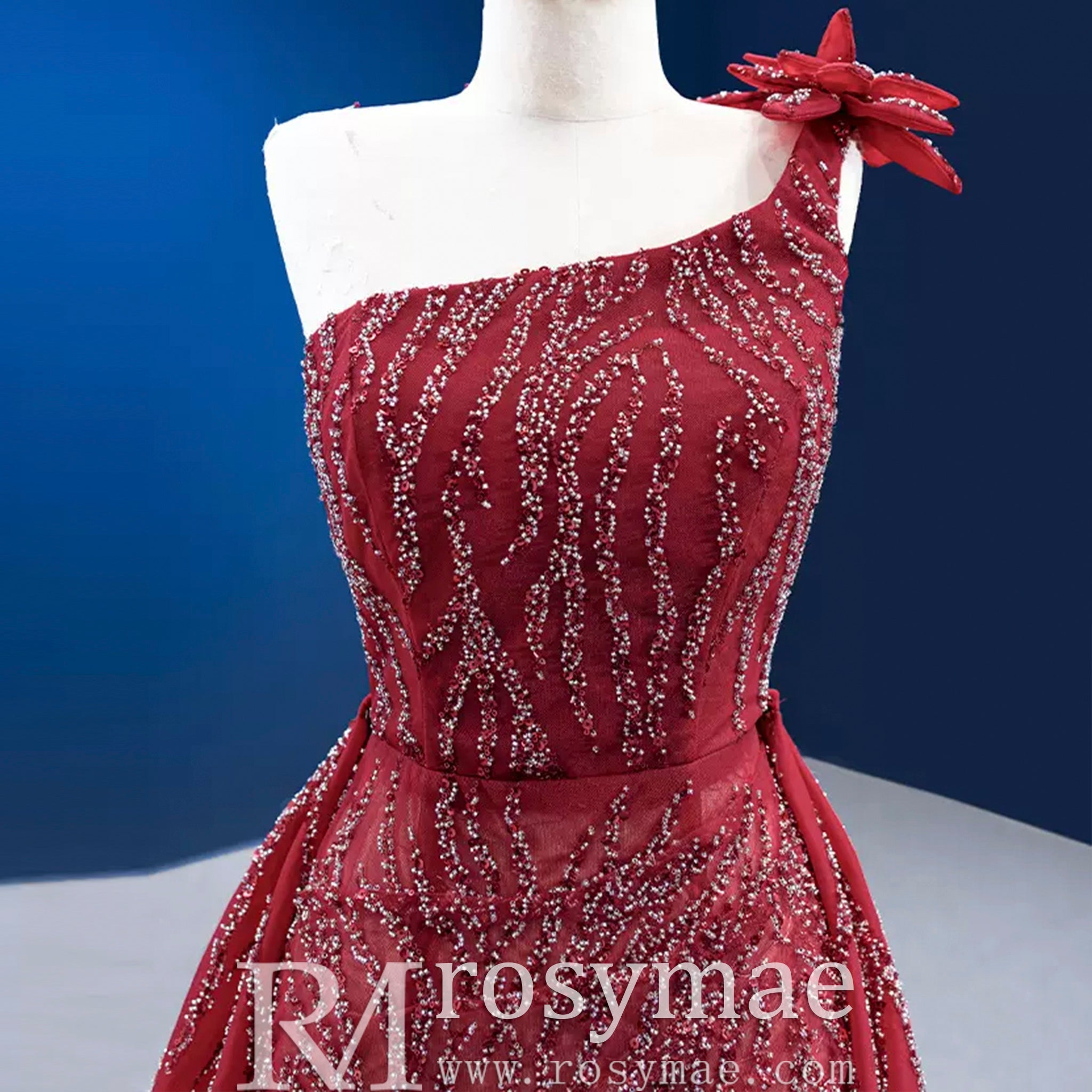 High-end Evening Dress Mermaid One-Shoulder Party Formal Prom Gown - Rosymae