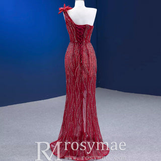 High-end Evening Dress Mermaid One-Shoulder Party Formal Prom Gown - Rosymae