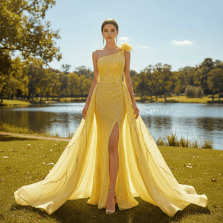 High-end Evening Dress Mermaid One-Shoulder Party Formal Prom Gown - Rosymae