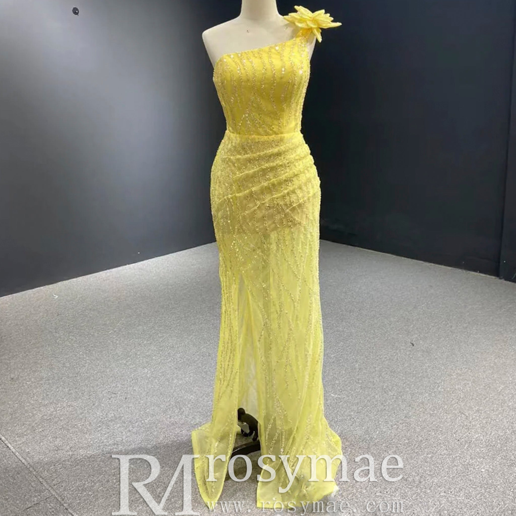 High-end Evening Dress Mermaid One-Shoulder Party Formal Prom Gown - Rosymae