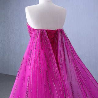 High-end Fuchsia Handmade Beading Prom Dress Evening Gown - Rosymae