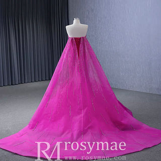 High-end Fuchsia Handmade Beading Prom Dress Evening Gown - Rosymae