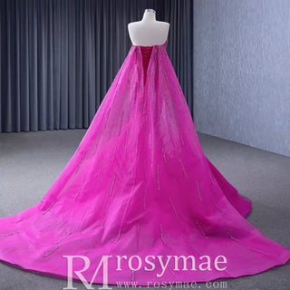 High-end Fuchsia Handmade Beading Prom Dress Evening Gown - Rosymae