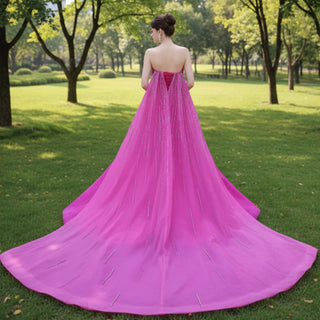 High-end Fuchsia Handmade Beading Prom Dress Evening Gown - Rosymae