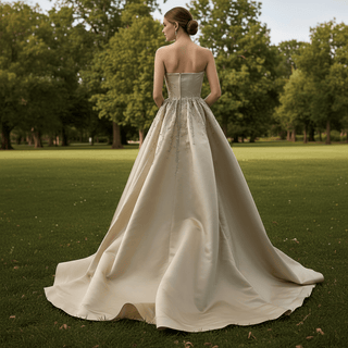 High-End Handmade Beaded Asymmetrical Prom Dress with Overskirt - Rosymae