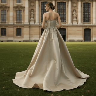 High-End Handmade Beaded Asymmetrical Prom Dress with Overskirt - Rosymae