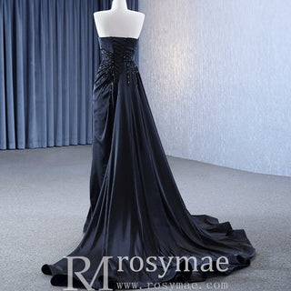 High-end Handmade Beading Evening Dress with Asymmetrical Neck - Rosymae