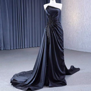 High-end Handmade Beading Evening Dress with Asymmetrical Neck - Rosymae