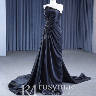 High-end Handmade Beading Evening Dress with Asymmetrical Neck - Rosymae