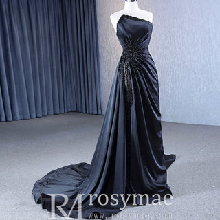 High-end Handmade Beading Evening Dress with Asymmetrical Neck - Rosymae