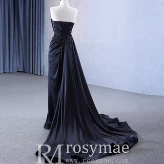 High-end Handmade Beading Evening Dress with Asymmetrical Neck - Rosymae