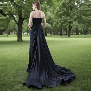 High-end Handmade Beading Evening Dress with Asymmetrical Neck - Rosymae